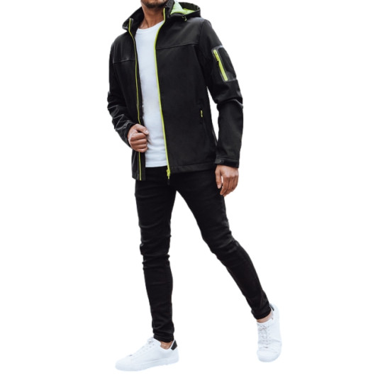 Vīriešu melna jaka ar kapuci Retro Vīriešu jakas un mēteļi