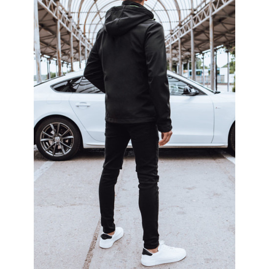 Vīriešu melna jaka ar kapuci Retro Vīriešu jakas un mēteļi