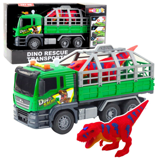 Dinozauru transporta kravas automašīna ar sarkanu dinozauru 21478 - Rotaļlietu automašīnas Dinozauru transporta kravas automašīna ar sarkanu dinozauru Kravas automašīnas