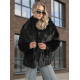 Sieviešu melna kažokādas jaka Moda Sieviešu jakas