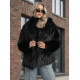 Sieviešu melna kažokādas jaka Moda Sieviešu jakas