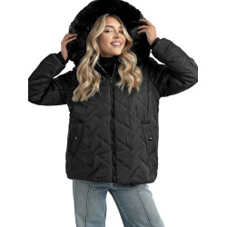 Sieviešu melna ziemas jaka ar kapuci Levi