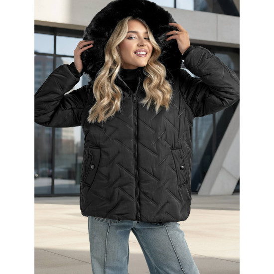 Sieviešu melna ziemas jaka ar kapuci Levi Sieviešu jakas