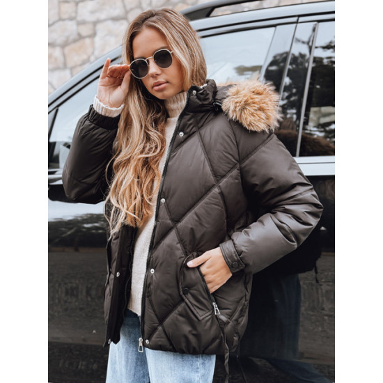 Sieviešu melna ziemas jaka ar kapuci Mari Sieviešu jakas