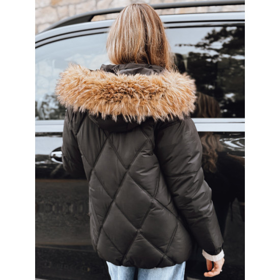 Sieviešu melna ziemas jaka ar kapuci Mari Sieviešu jakas