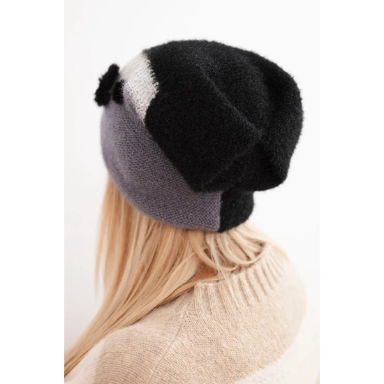 Sieviešu melnā krāsas cepure Rose Cimdi, šalles, cepures utt.