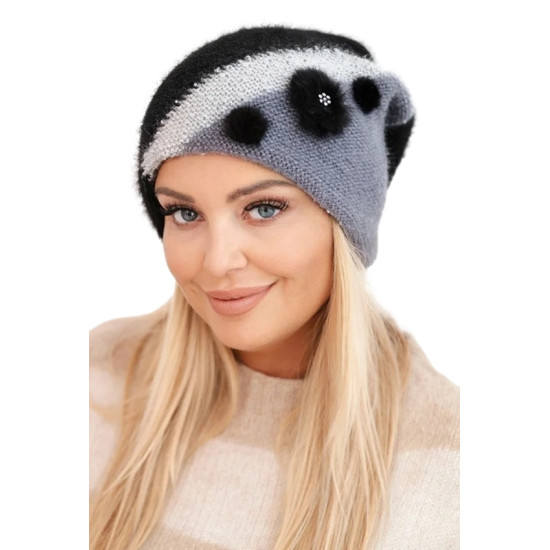 Sieviešu melnā krāsas cepure Rose Cimdi, šalles, cepures utt.