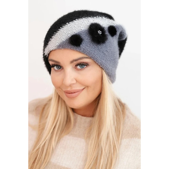 Sieviešu melnā krāsas cepure Rose Cimdi, šalles, cepures utt.