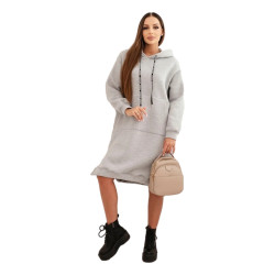 Sieviešu silti svētki pelēka kleita ar piedurkni Leagve