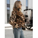 Sieviešu brūna kažokādas jaka ar dzīvnieku rakstu Leopard Sieviešu jakas
