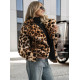 Sieviešu brūna kažokādas jaka ar dzīvnieku rakstu Leopard Sieviešu jakas