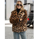 Sieviešu brūna kažokādas jaka ar dzīvnieku rakstu Leopard Sieviešu jakas