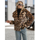 Sieviešu brūna kažokādas jaka ar dzīvnieku rakstu Leopard Sieviešu jakas