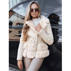 Sieviešu brūna ādas baikeru jaka ar kažokādu Lora Sieviešu brūna ādas baikeru jaka ar kažokādu Lora