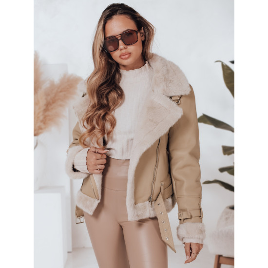 Women's brown leather jacket with fur Monim Women's jackets