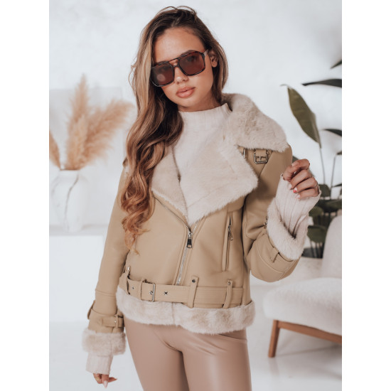 Women's brown leather jacket with fur Monim Women's jackets