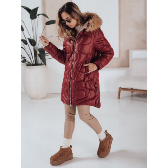 Sieviešu ziemas jaka bordo krāsā Varel Jakas