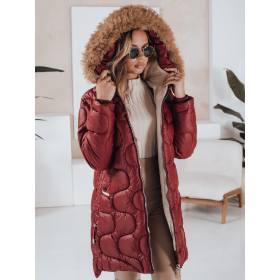 Sieviešu ziemas jaka bordo krāsā Varel Jakas