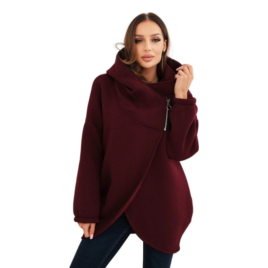 Sieviešu bordo džemperis apsildīts ar Joniņa slāni. Džemperi ar kapuci