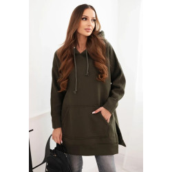 Sieviešu šokolādes krāsas džemperis ar kabatu.