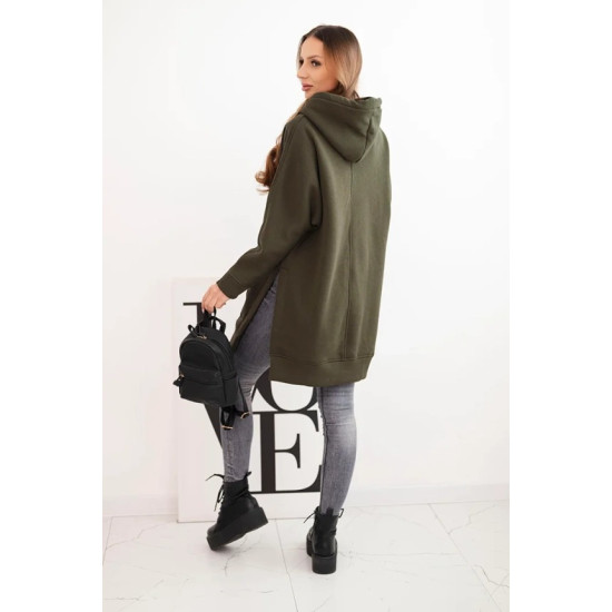 Sieviešu šokolādes krāsas džemperis ar kabatu. Džemperi ar kapuci