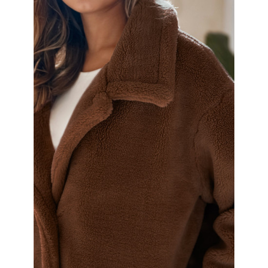 Sieviešu gara brūna ziemas mētelis Fabio. Sieviešu jakas