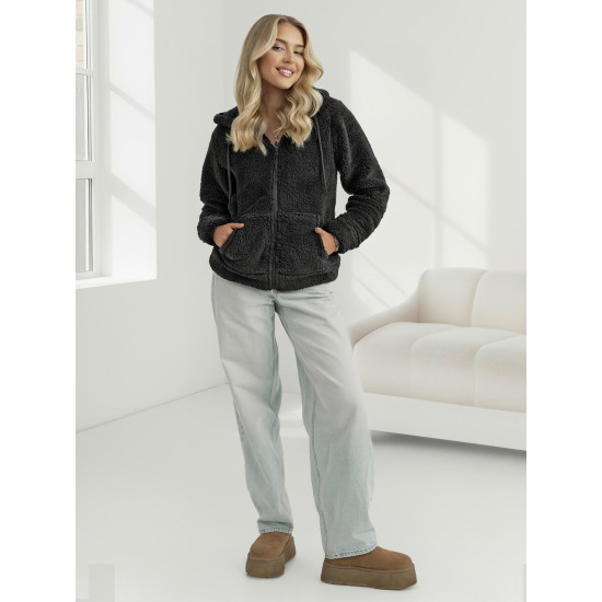 Sieviešu melns džemperis ar kapuci Mona Džemperi ar kapuci