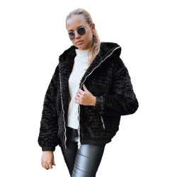 Sieviešu melna kažokādas jaka ar kapuci Jules Sieviešu melna kažokādas jaka ar kapuci Jules