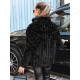 Sieviešu melna kažokādas jaka ar kapuci Marly Jakas