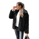 Sieviešu melna kažokādas jaka ar kapuci Marly Jakas