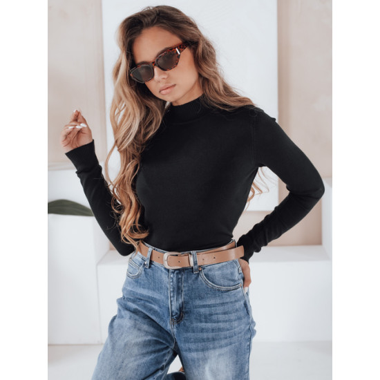 Sieviešu melns adīts džemperis Lena Sieviešu džemperi