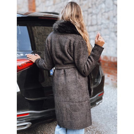 Sieviešu melns kažokādas mētelis ar karātu Fiona Sieviešu jakas