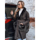 Sieviešu melns kažokādas mētelis ar karātu Fiona Sieviešu jakas