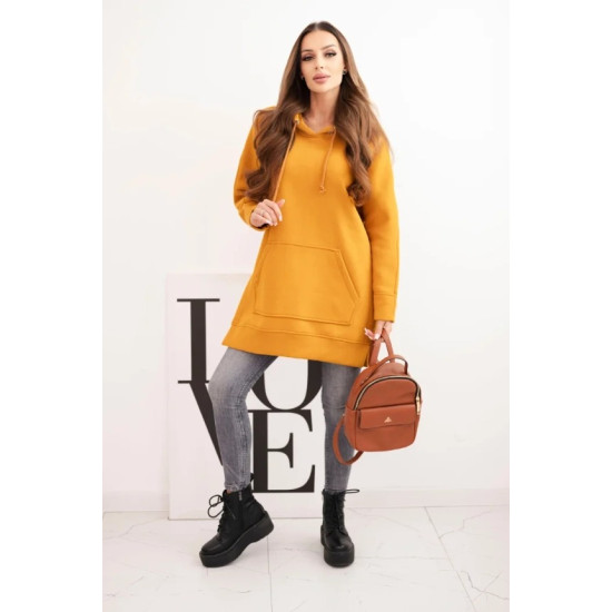 Sieviešu oranžs džemperis ar zobenu. Džemperi ar kapuci