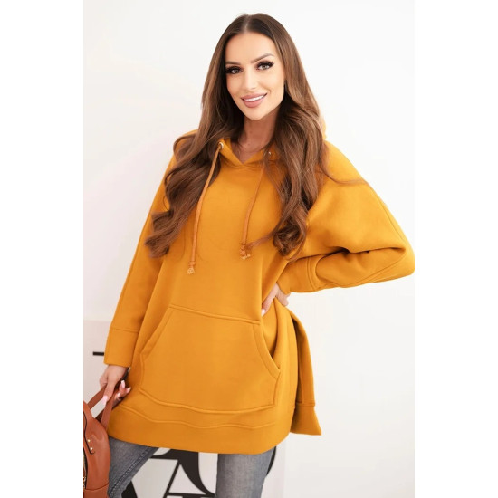 Sieviešu oranžs džemperis ar zobenu. Džemperi ar kapuci