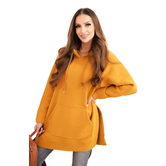 Sieviešu oranžs džemperis ar zobenu. Džemperi ar kapuci