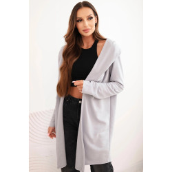 Sieviešu viegls pelēks adīts džemperis ar rakstveida logu Alison Sieviešu viegls pelēks adīts džemperis ar rakstveida logu Alison