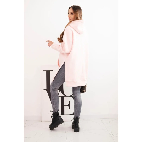 Sieviešu gaiši rozā džemperis ar apkakli Wine Džemperi ar kapuci