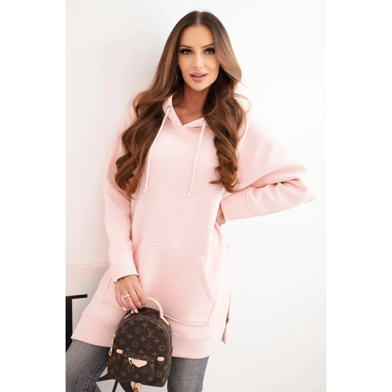 Sieviešu gaiši rozā džemperis ar apkakli Wine Džemperi ar kapuci