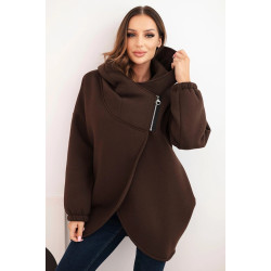 Sieviešu tumši brūna džemperis sasildīts ar pogu Jonit.