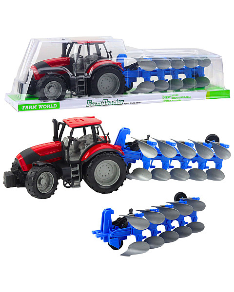 Sarkans traktors ar arklu