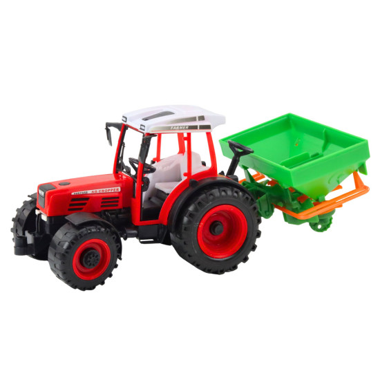 Sarkans traktors ar sējmašīnu 24801 - Rotaļlietu automašīnas Sarkans traktors ar sējmašīnu Būvniecība un lauksaimniecība