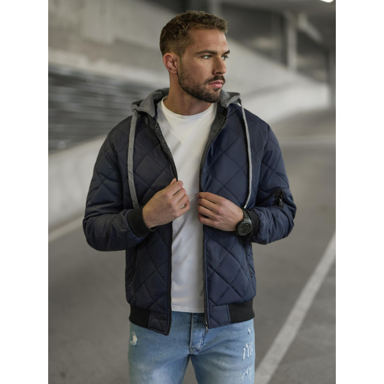 Tumši zila vīriešu jaka ar kapuci Lator JS/8M986/215