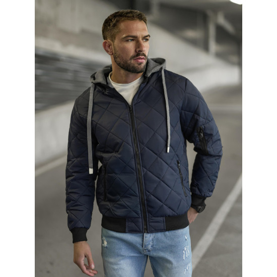 Tumši zila vīriešu jaka ar kapuci Lator JS/8M986/215