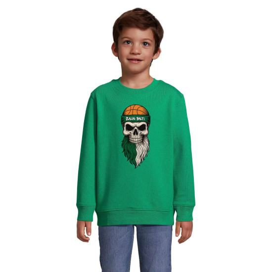 Bērnu zaļš džemperis ar kapuci Zaļā un baltā krāsā Basketbols