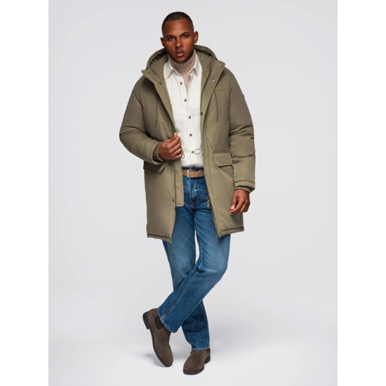 Vīriešu gara haki krāsas jaka Fend Vīriešu jakas un mēteļi