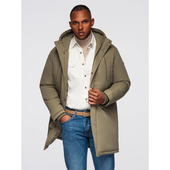 Vīriešu gara haki krāsas jaka Fend Vīriešu jakas un mēteļi