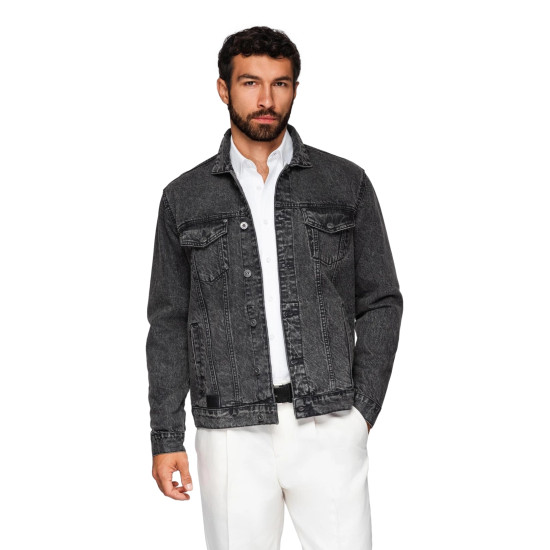 Vīriešu melna džinsa jaka Auger Rudens/Pavasaris