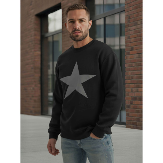 Vīriešu melns džemperis ar kapuci Star JS/65B3920/3 - Džemperi bez kapuciņiem Vīriešu melns džemperis ar kapuci Star Džemperi ar uzrakstiem