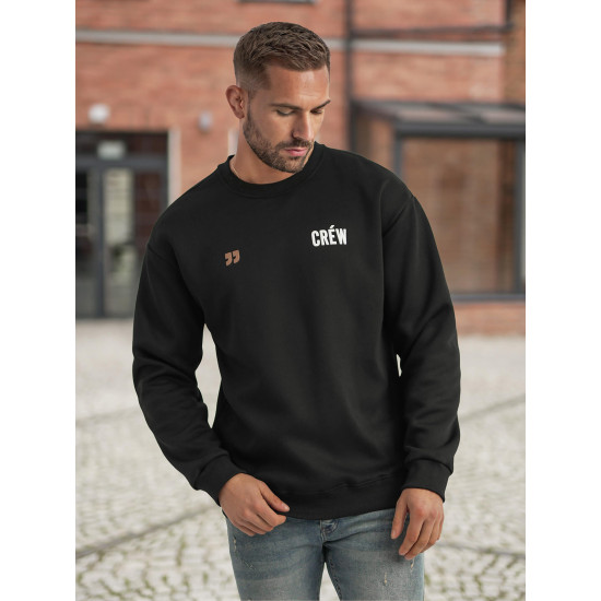 Vīriešu melns džemperis ar kapuci Crew Džemperi ar uzrakstiem